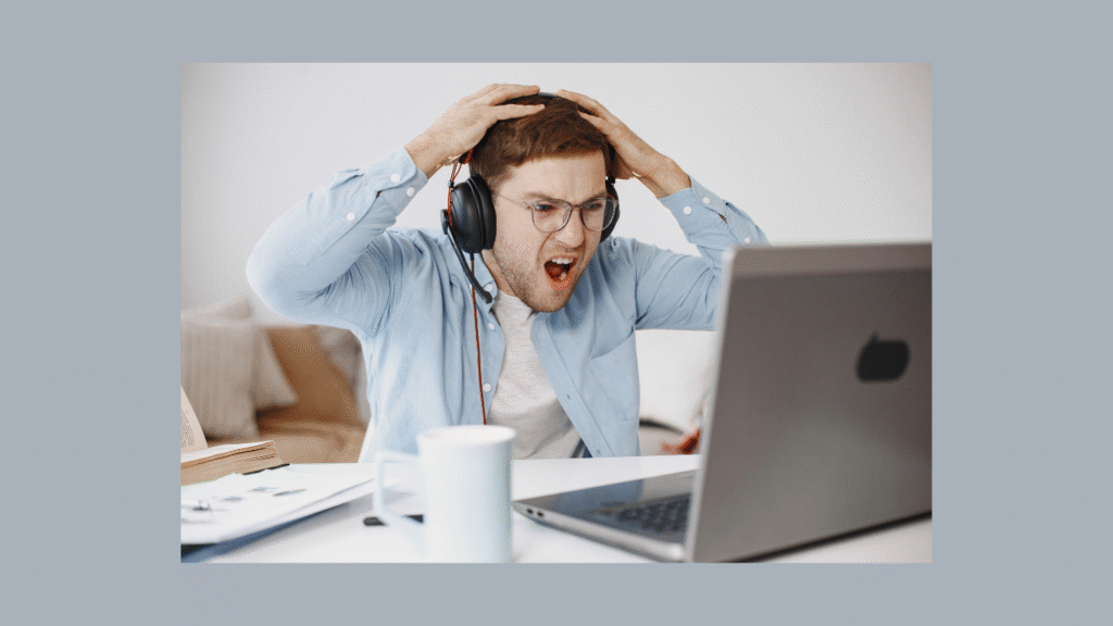 Frustrated entrepreneur thinking of burying negative links