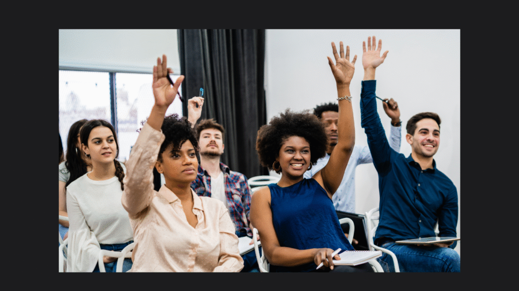 Corporate trainer conducting employee reputation training session