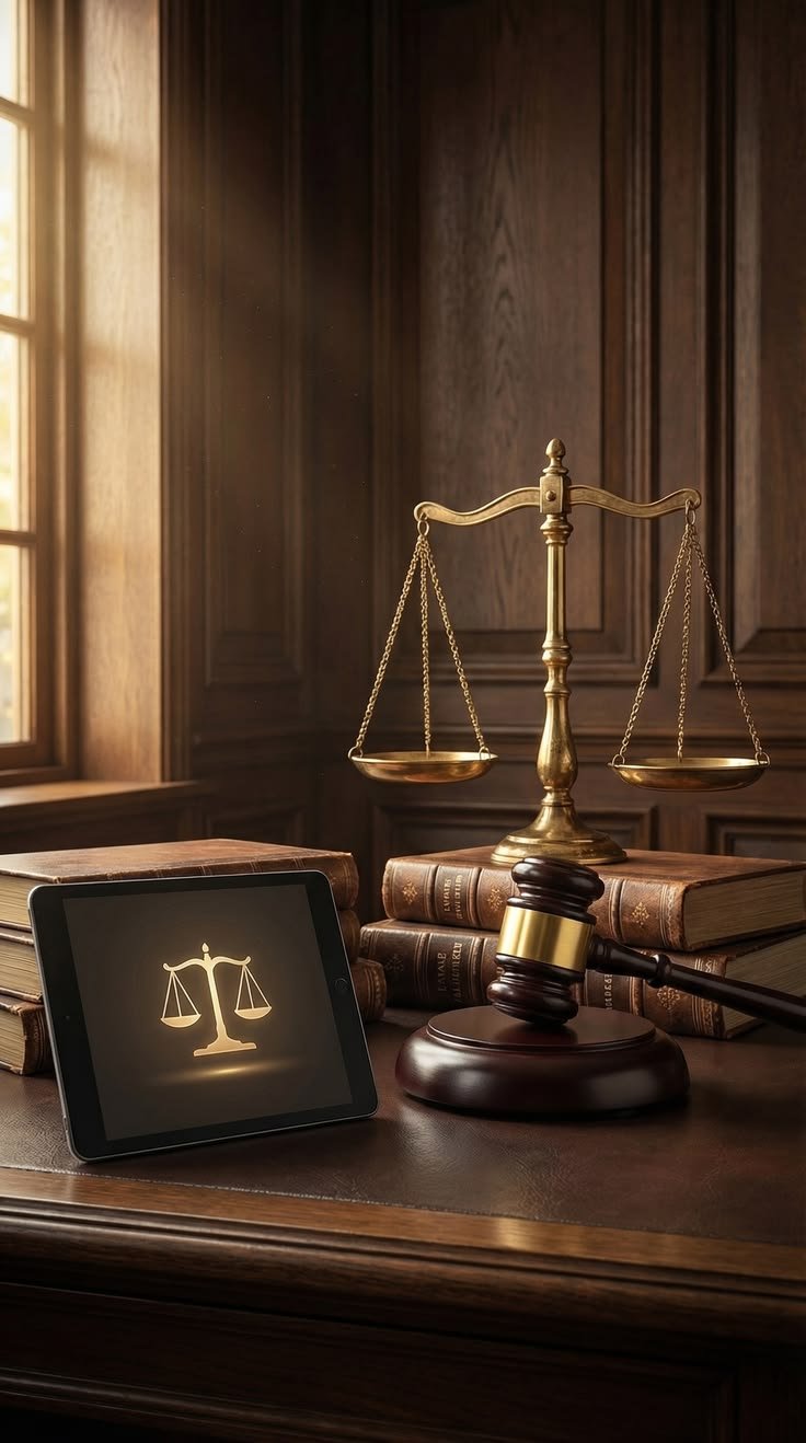 Attorney working at a law office desk
