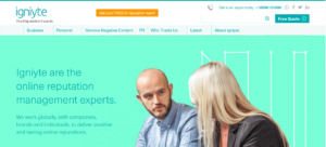 Ignyte branding and reputation management agency website